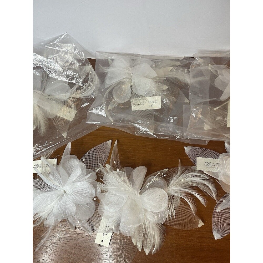 Hair Fascinators Hair Accessory LOT Wedding Flower Comb Feathers New White Ivory - Picture 4 of 8